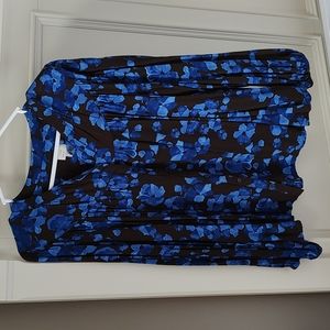 Blue and black multi-colored button-up shirt